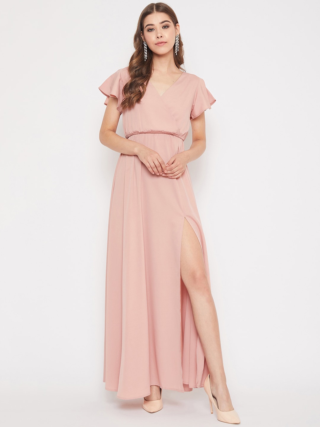 

Berrylush Women Pink Solid Maxi Dress