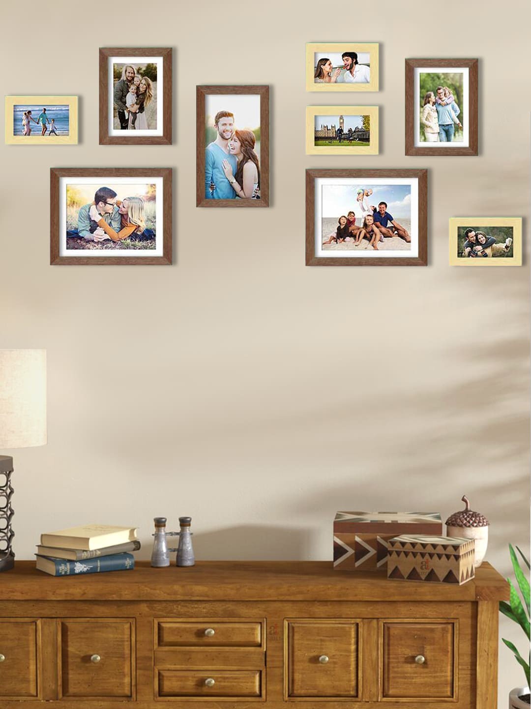 

Art Street Set Of 9 Solid Individual Wall Photo Frames, Brown