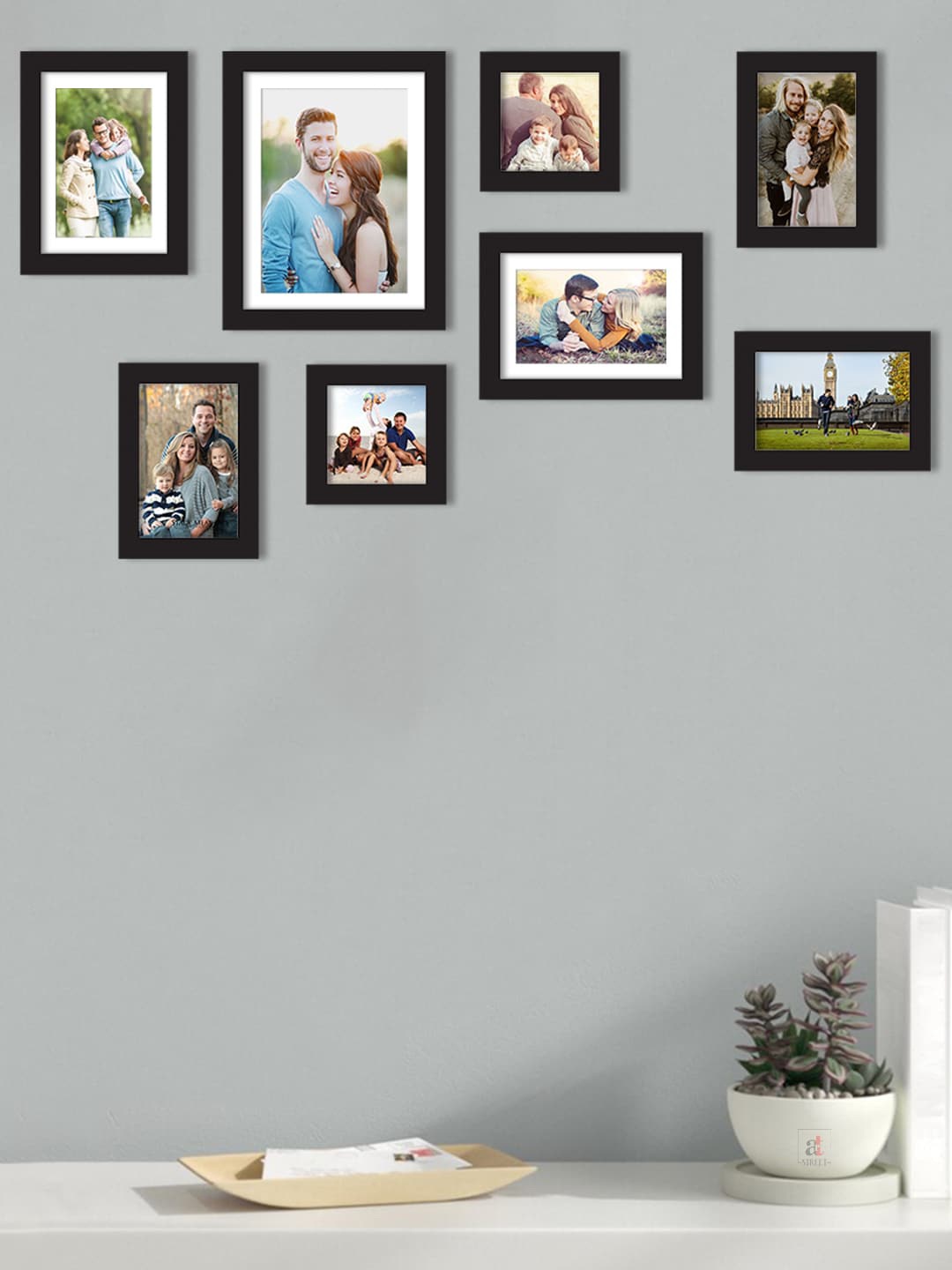 

Art Street Set Of 8 Black Solid Individual Wall Photo Frames