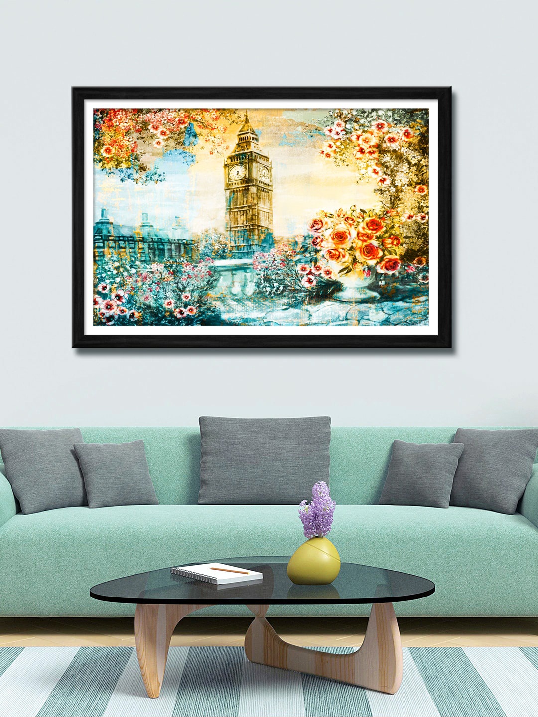 

999Store Blue & Green London City Canvas Painting Wall Art