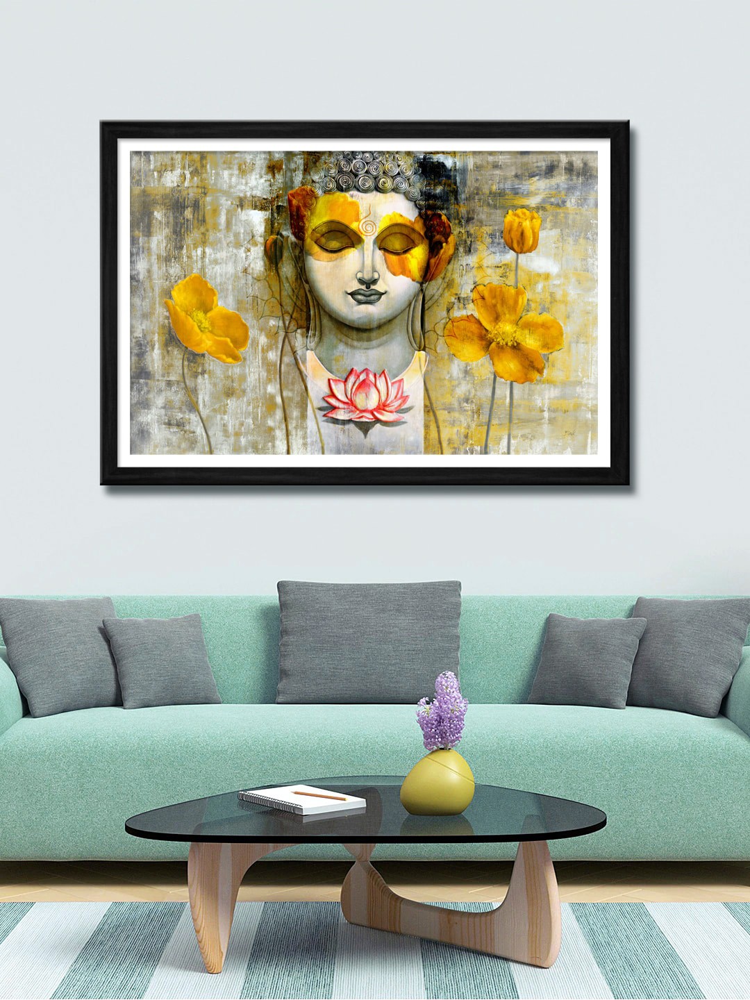 

999Store Brown & Grey Lord Buddha Canvas Wall Art