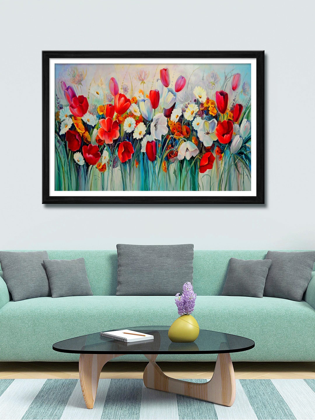 

999Store Red Flowers Canvas Wall Art