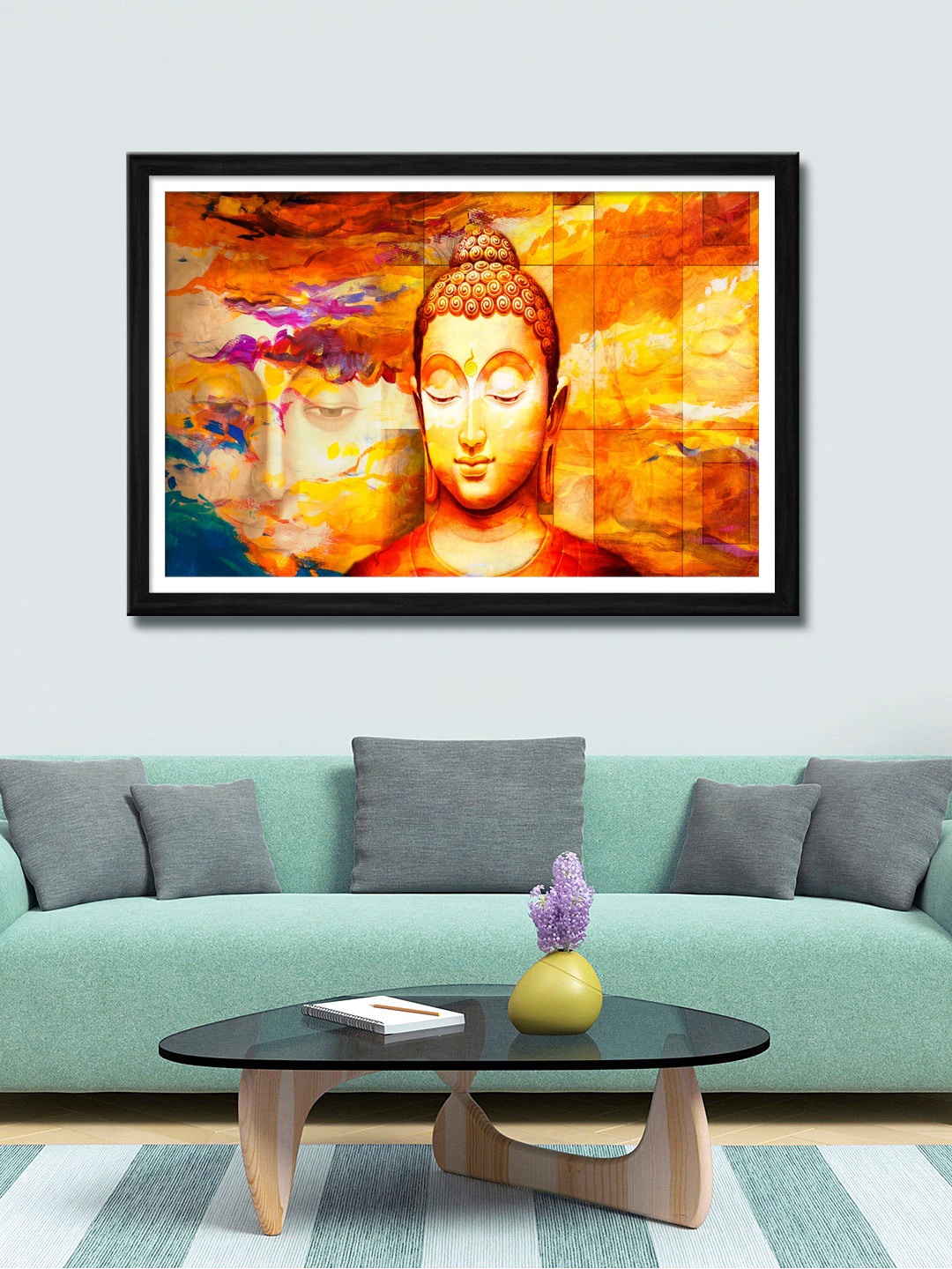 

999Store Yellow & Orange Lord Buddha Canvas Wall Art