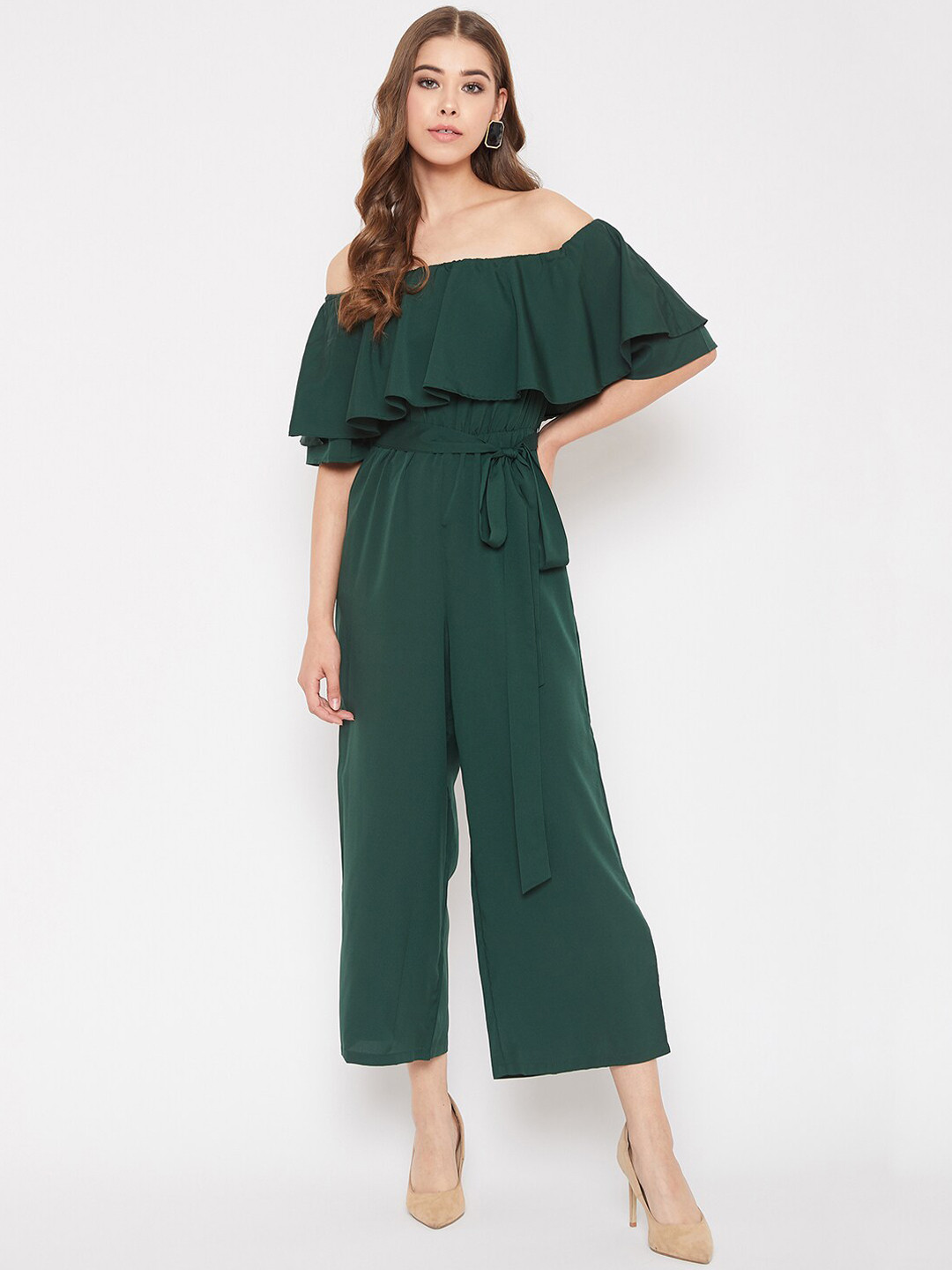 

Berrylush Women Green Solid Culotte Jumpsuit