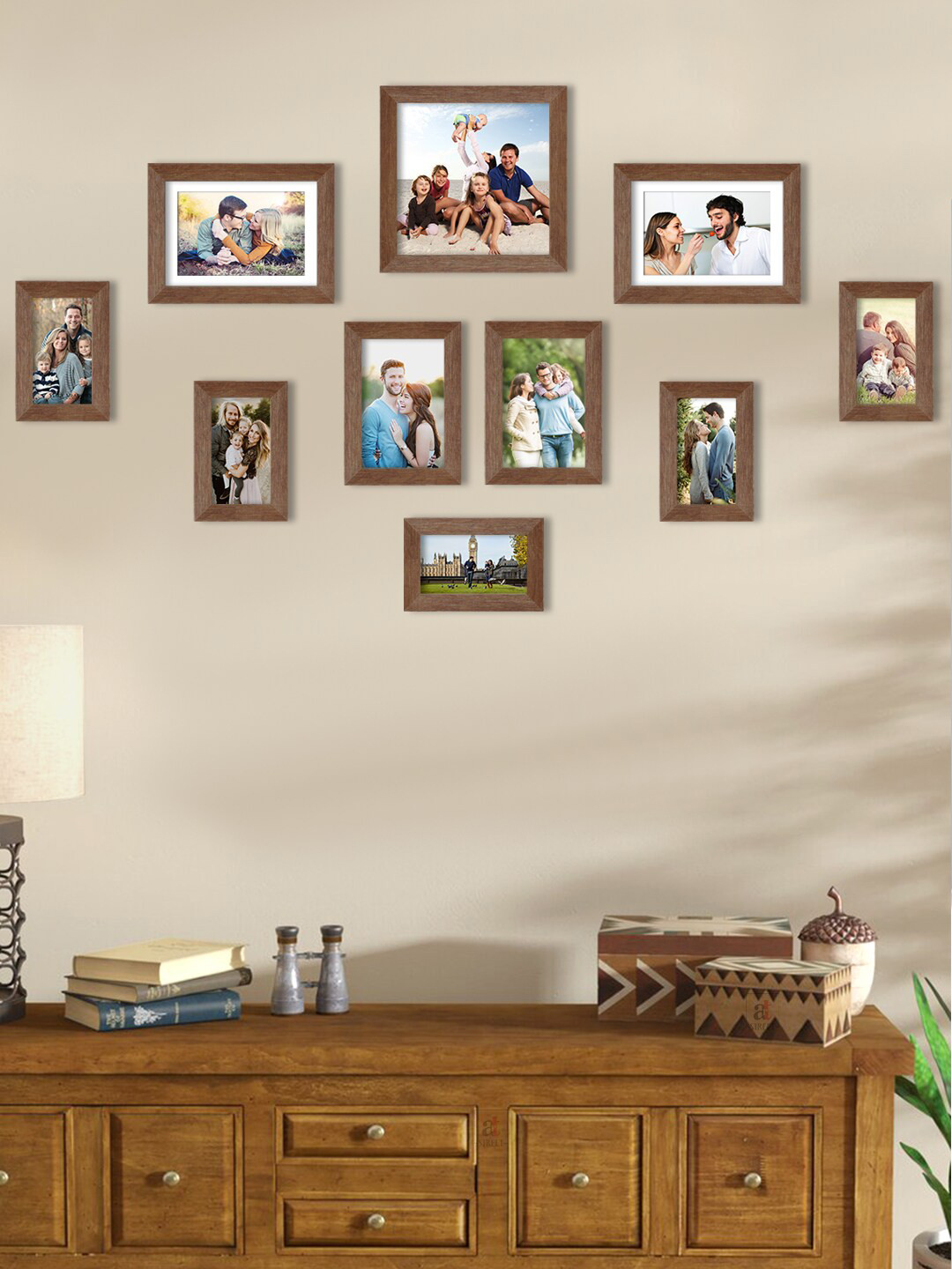 

Art Street Set Of 10 Brown Solid Individual Wall Photo Frames