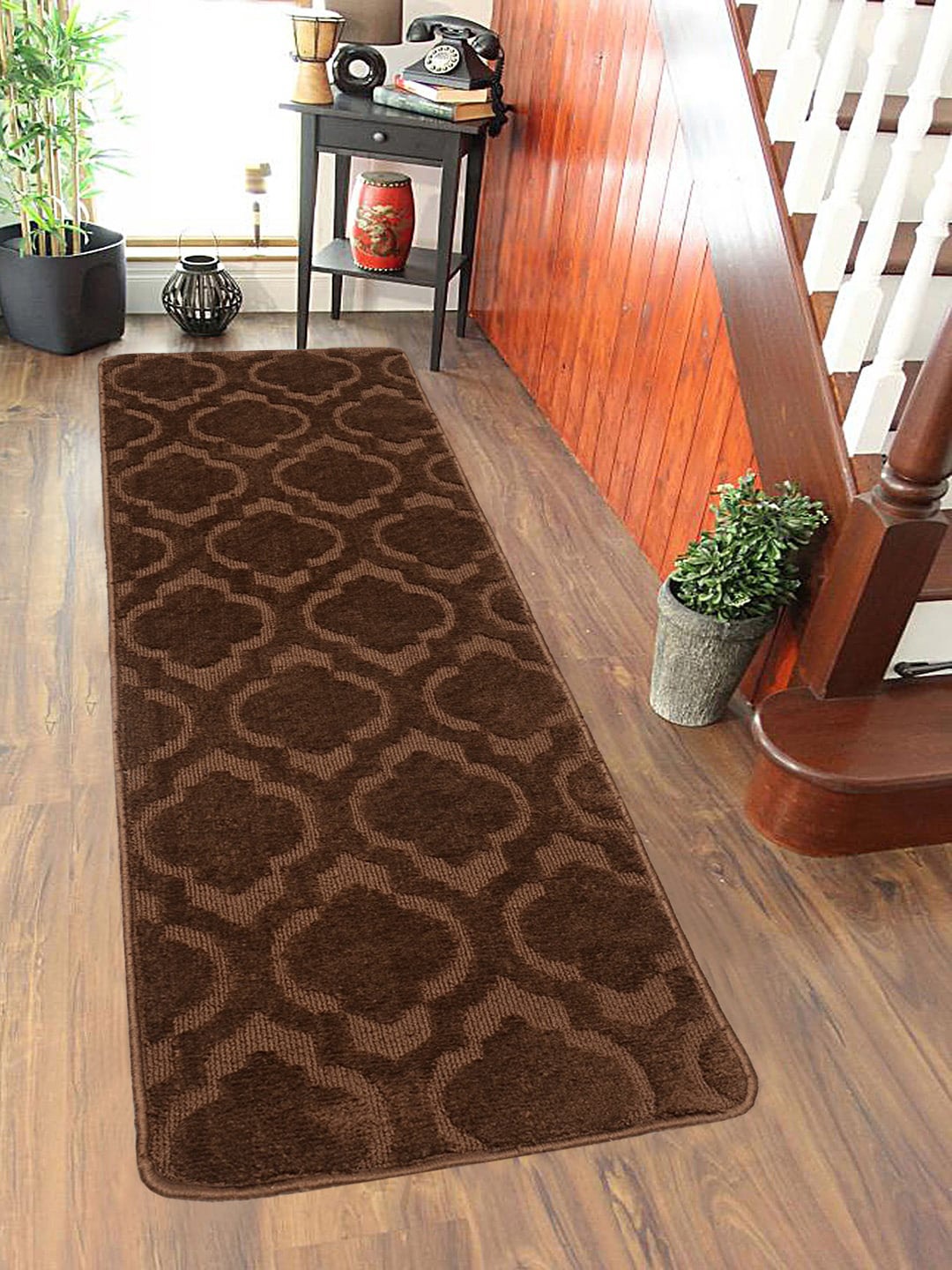 

Saral Home Brown Printed Microfiber Anti Skid Runner