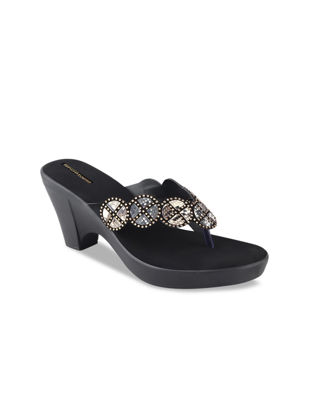 

Shoetopia Women Black Embellished Platform Heels