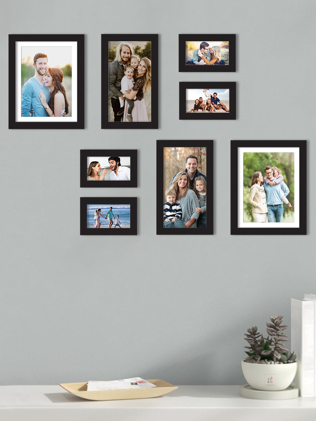 

Art Street Set Of 8 Black Solid Individual Wall Photo Frames