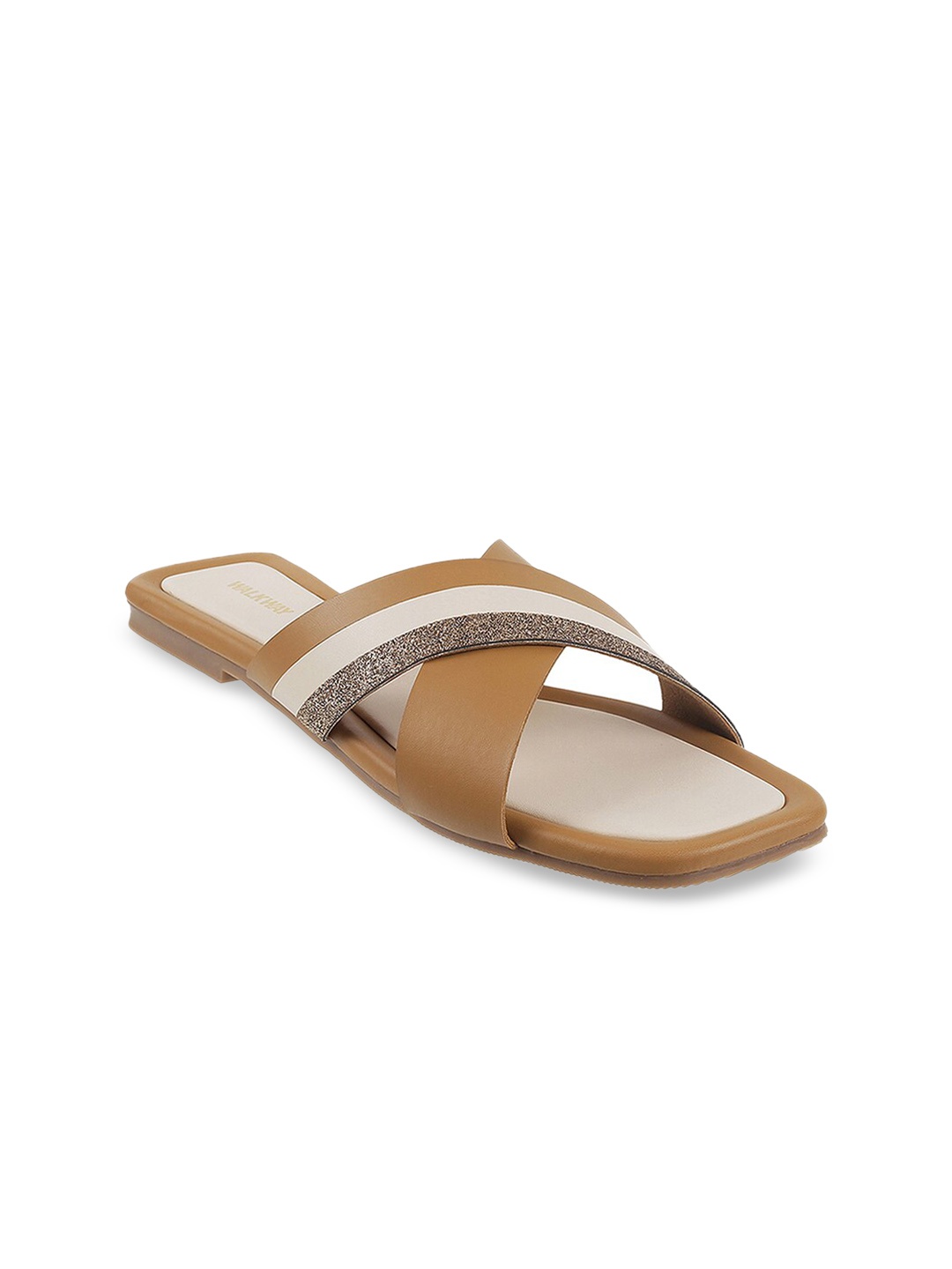 

WALKWAY by Metro Women Beige Colourblocked Open Toe Flats