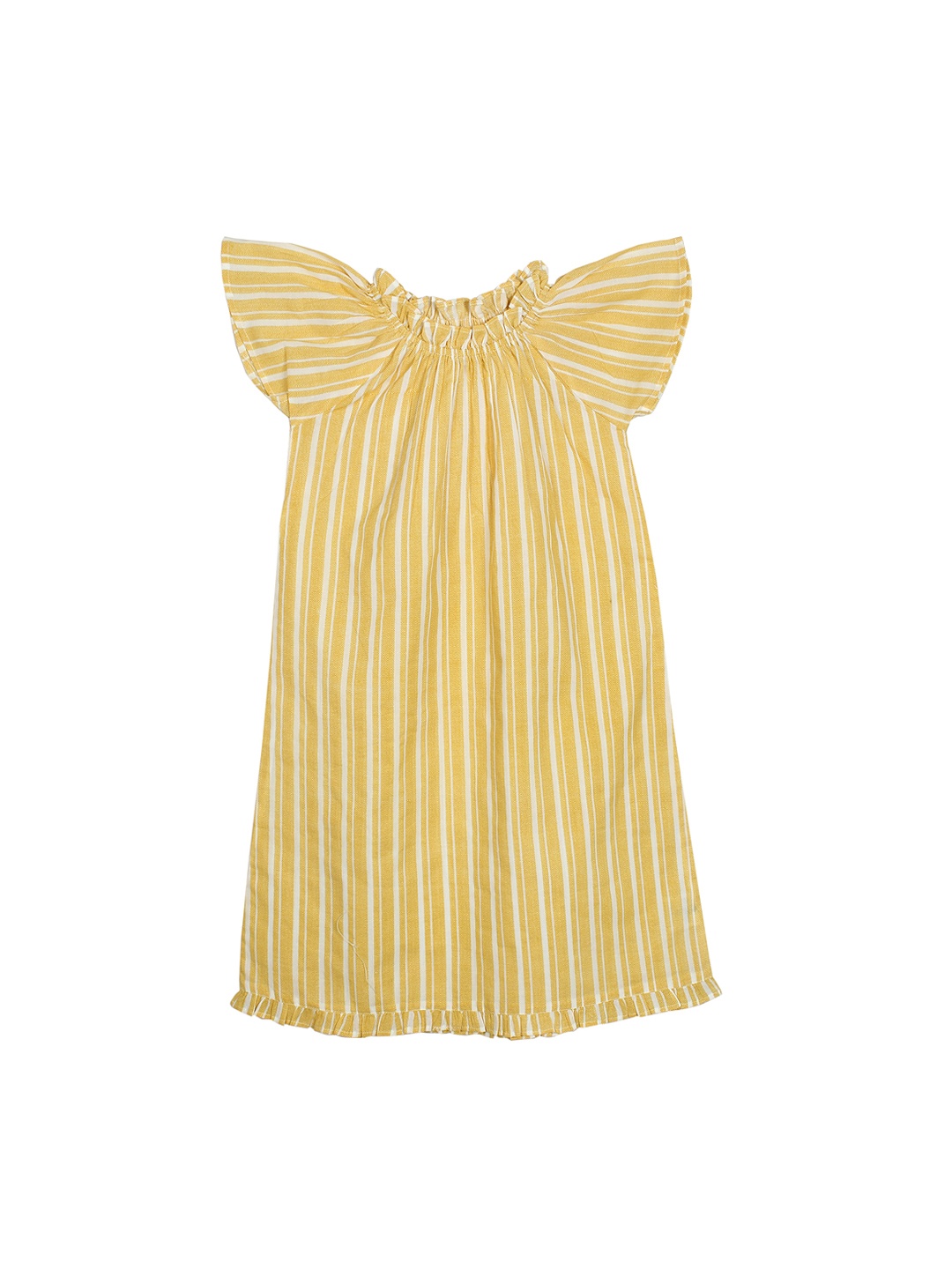 

My Little Lambs Girls Yellow & Off-White Striped Nightdress