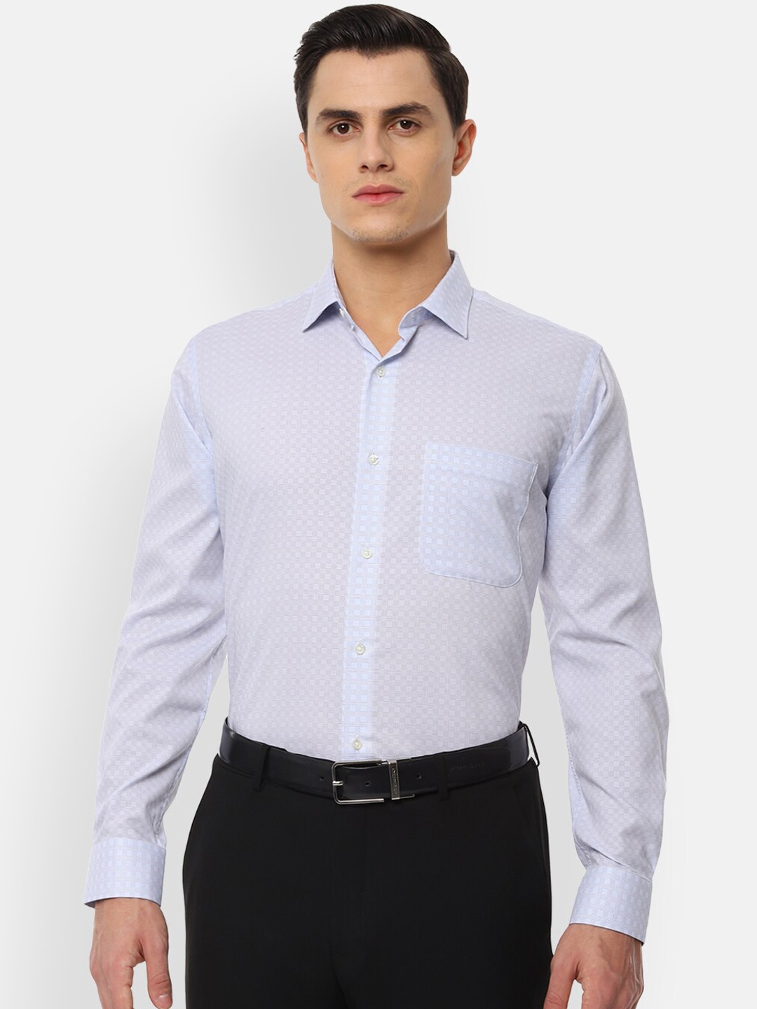 

Van Heusen Men Blue Regular Fit Checked Formal Shirt