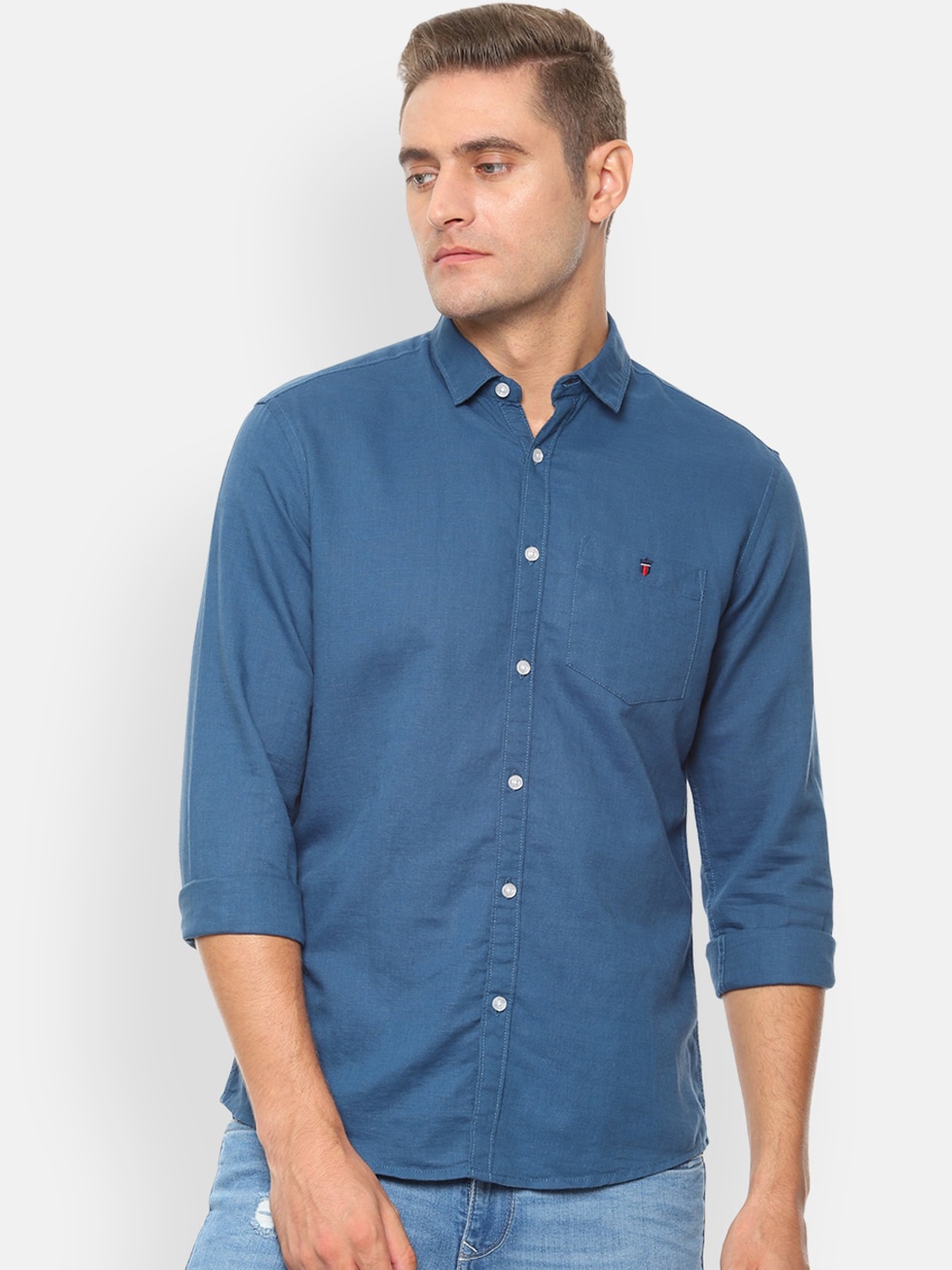 

Louis Philippe Jeans Men Blue Slim Fit Solid Casual Shirt