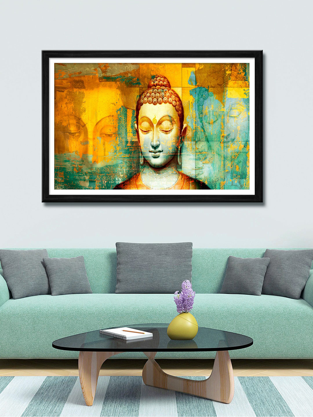 

999Store Yellow & Green Buddha Canvas Wall Art