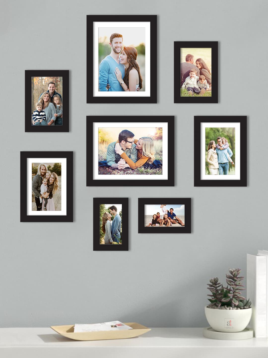 

Art Street Set Of 8 Black Solid Individual Wall Photo Frames