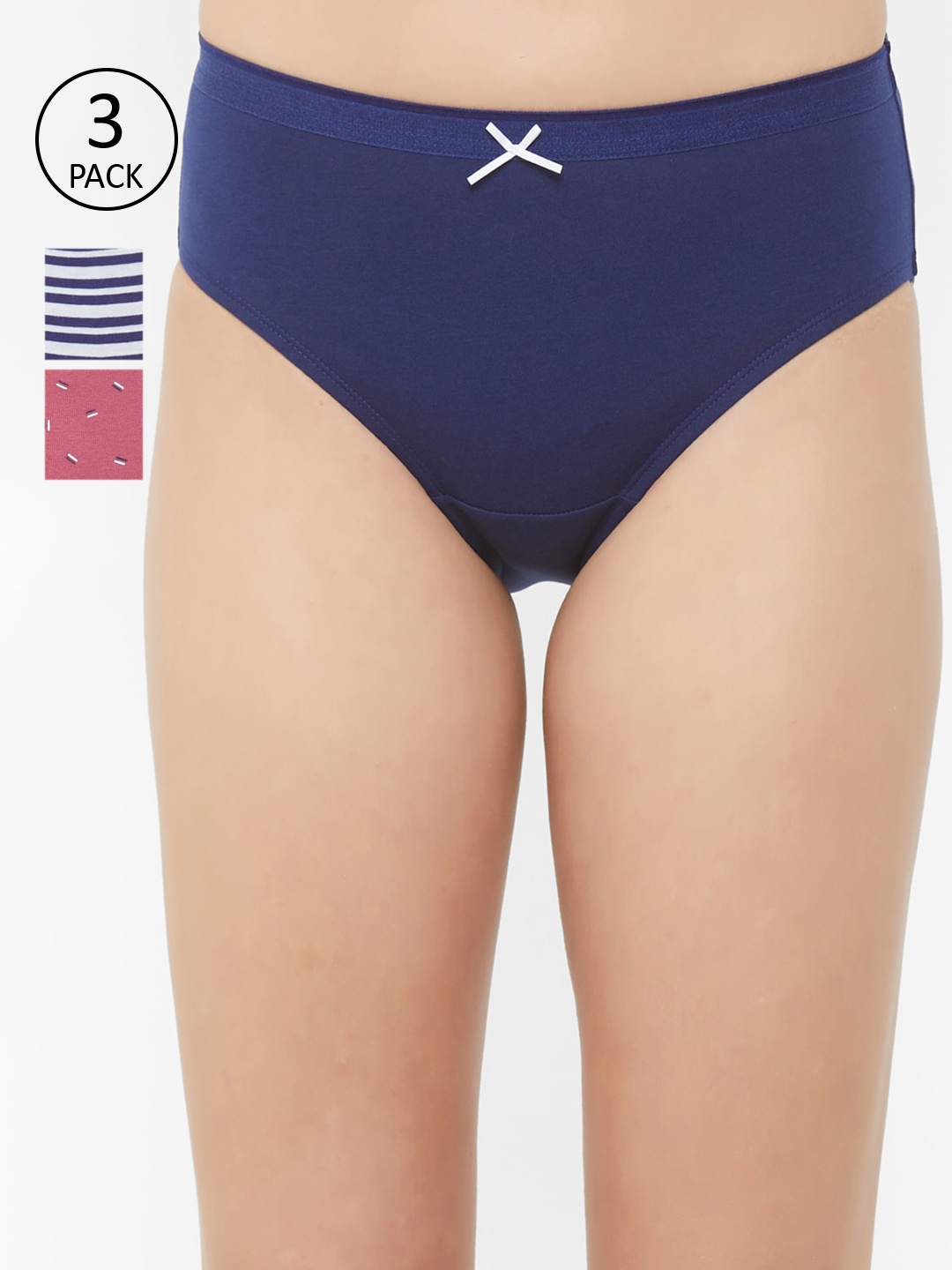 

Soie Women Pack Of 3 Hipster Briefs 3FCB-17PACK 4, Blue