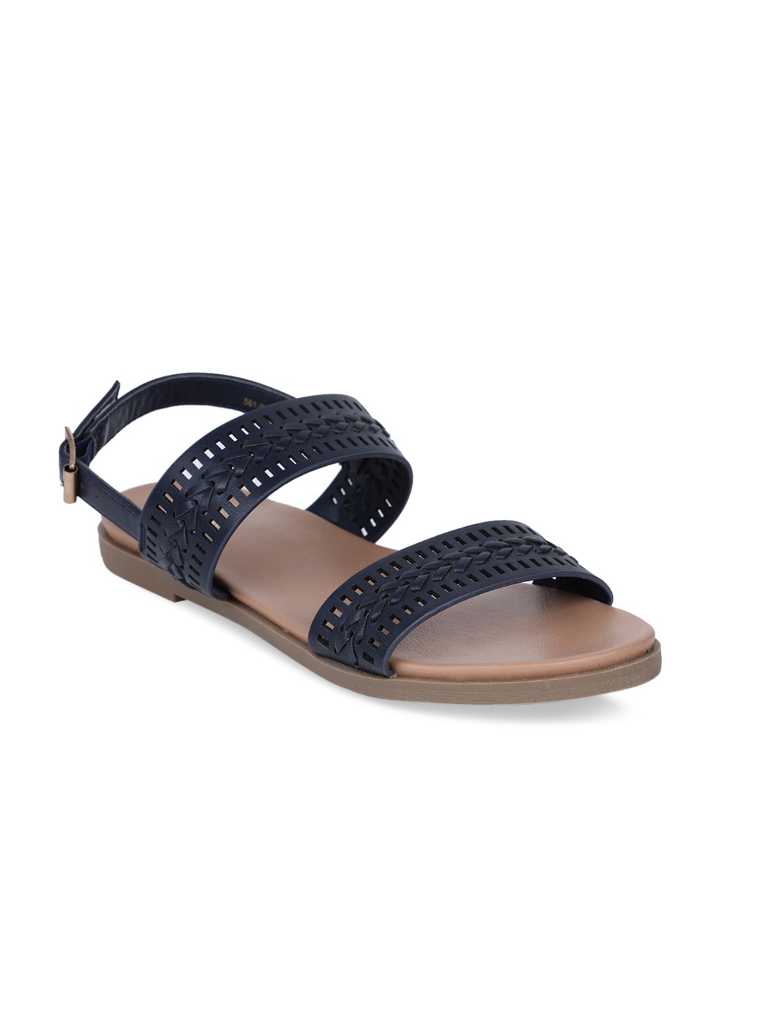 

Bata Women Black Textured Open Toe Flats