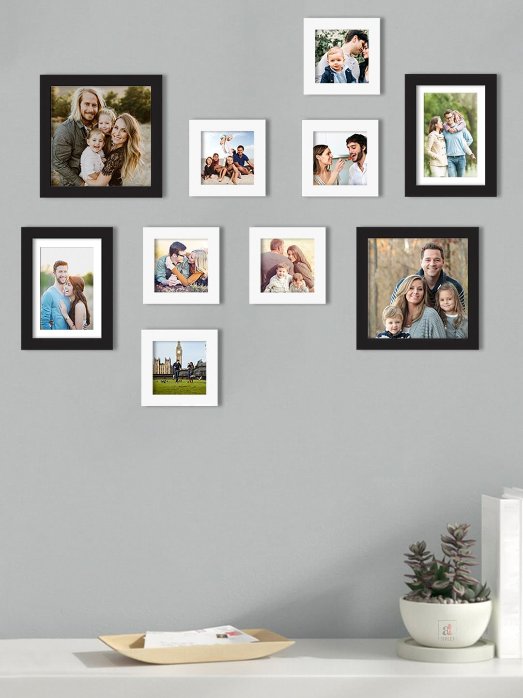 

Art Street Set Of 10 Solid Individual Wall Photo Frames, White