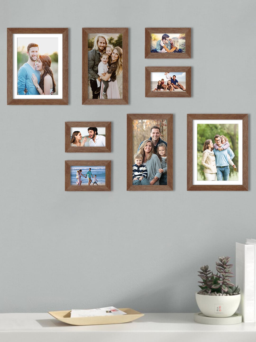 

Art Street Set Of 8 Brown Solid Individual Wall Photo Frames