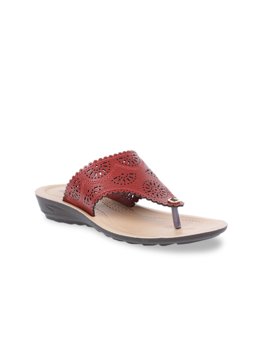 

Bata Women Red Textured Open Toe Flats