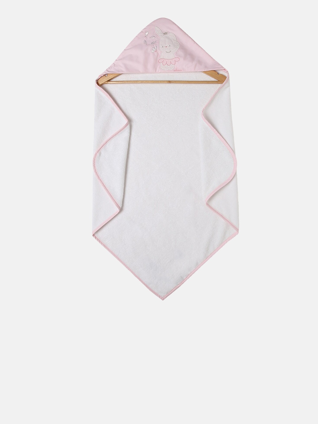 

Chicco Girls White & Pink Embroidered Towel With Hood