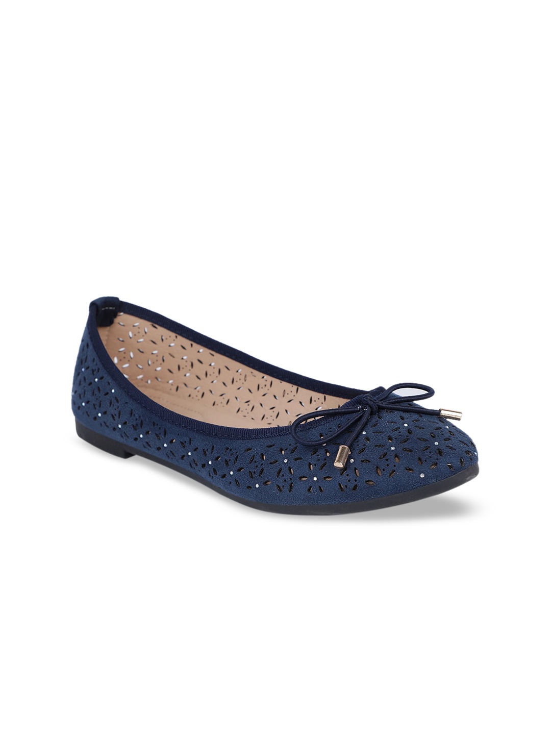 

Bata Women Blue Textured PU Ballerinas