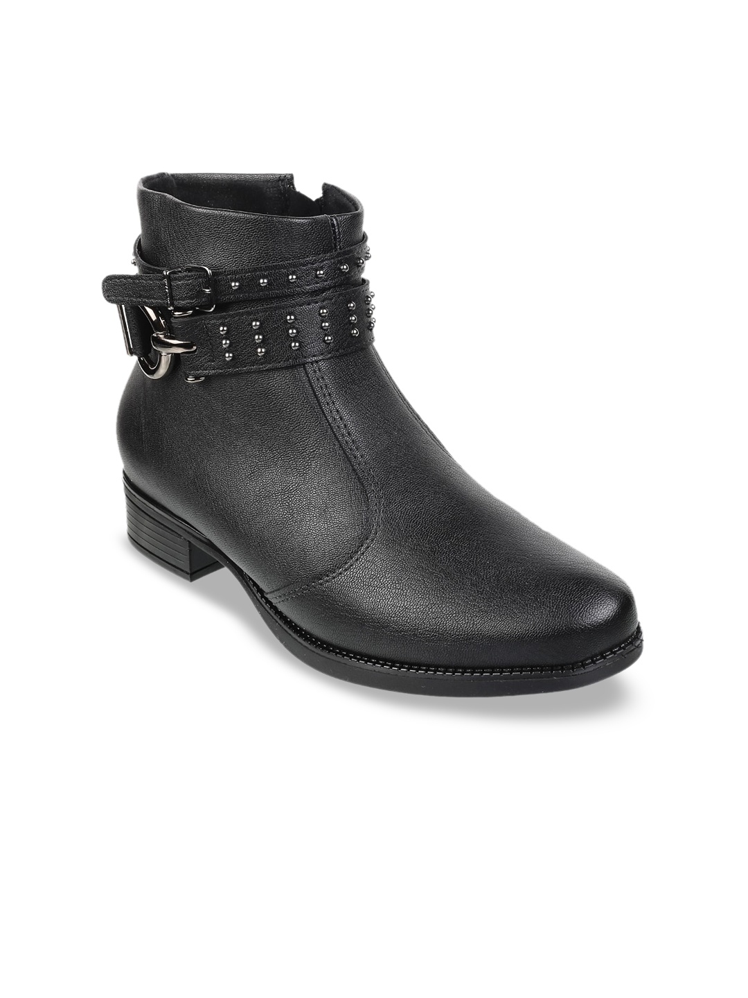 

LEMON & PEPPER Women Black Solid High Top Heeled Boots