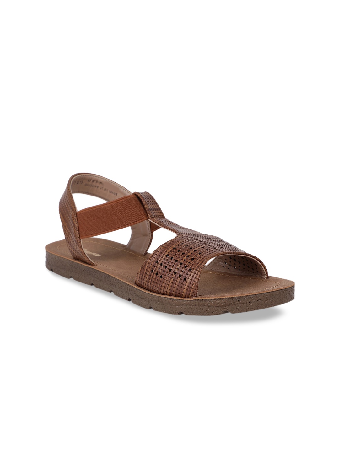 

Bata Women Brown Textured Open Toe Flats