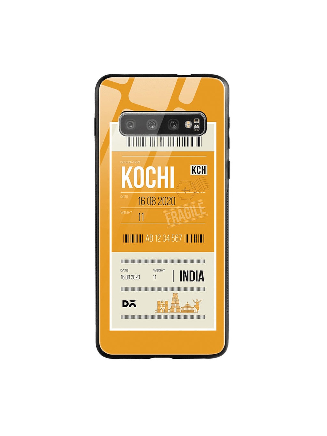 

DailyObjects Mustard Yellow & White Kochi City Tag Samsung Galaxy S10 Plus Shock Absorbent Glass Case