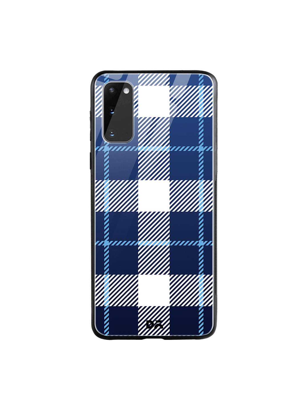 

DailyObjects Navy Blue & White Checked Samsung Galaxy S20 Shock Absorbent Glass Case