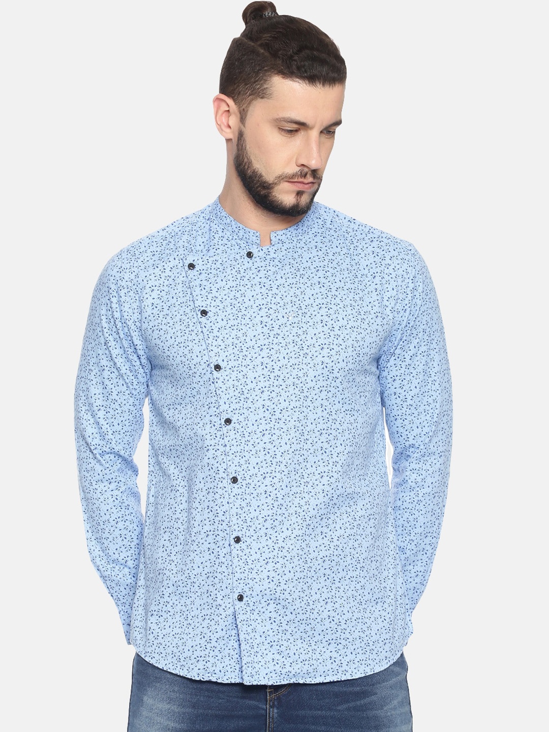 SHOWOFF Men Blue Slim Fit Printed Casual Shirt