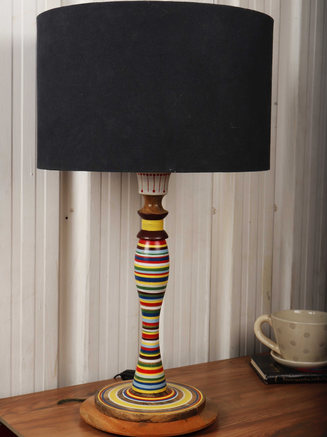 

Grated Ginger Black Printed Bedside Standard Table Lamp with Shade
