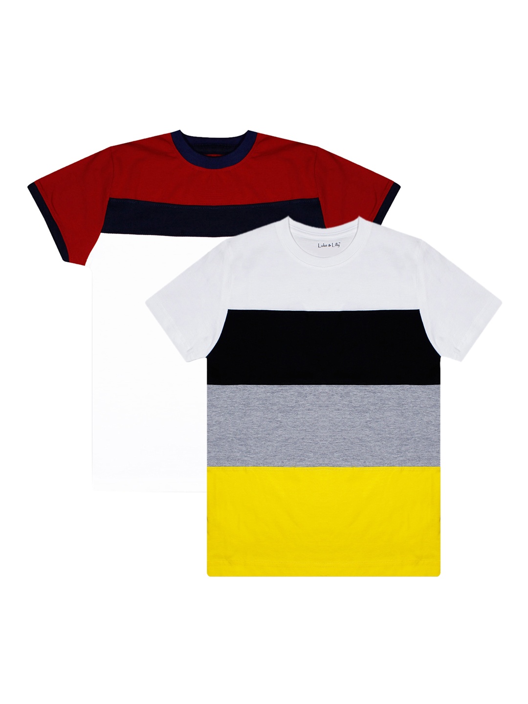 

Luke & Lilly Boys Red & Yellow Pack of 2 Colourblocked Round Neck T-shirts