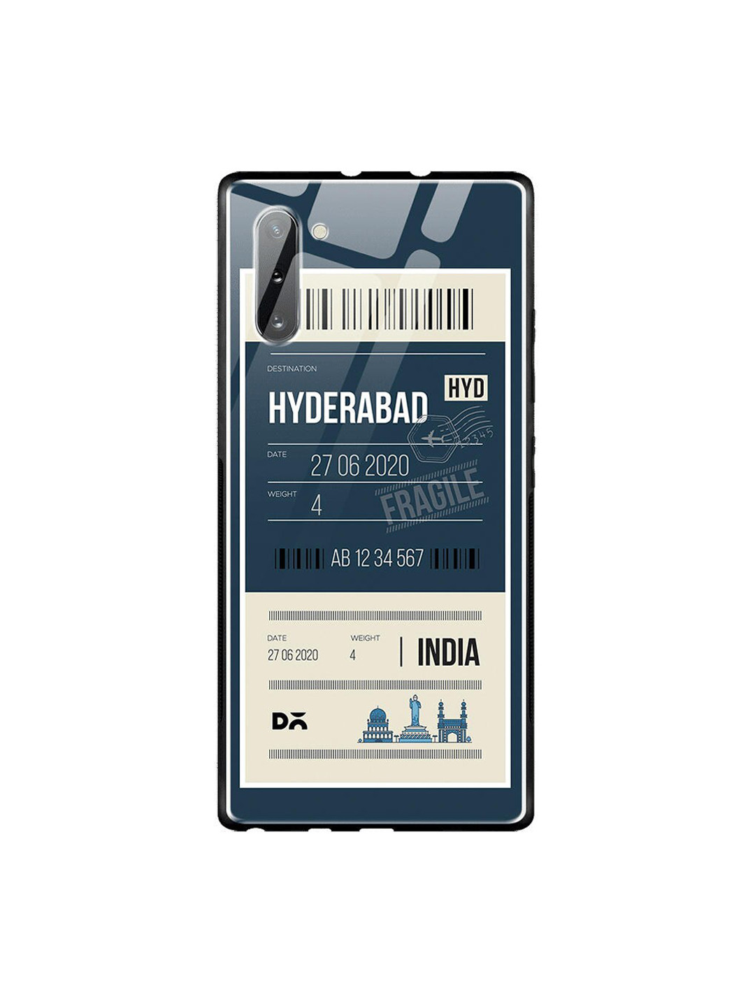 

DailyObjects Blue & White Hyderabad City Tag Samsung Galaxy Note 10 Shock Absorbent Glass Case