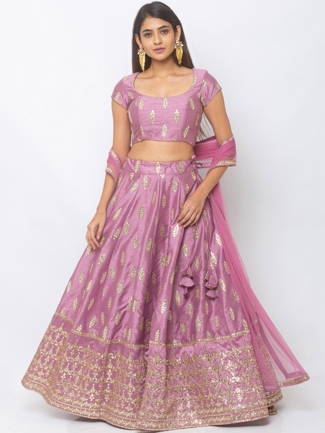 

6Y COLLECTIVE Lavender & Gold-Coloured Ready to Wear Lehenga & Unstitched Blouse with Dupatta