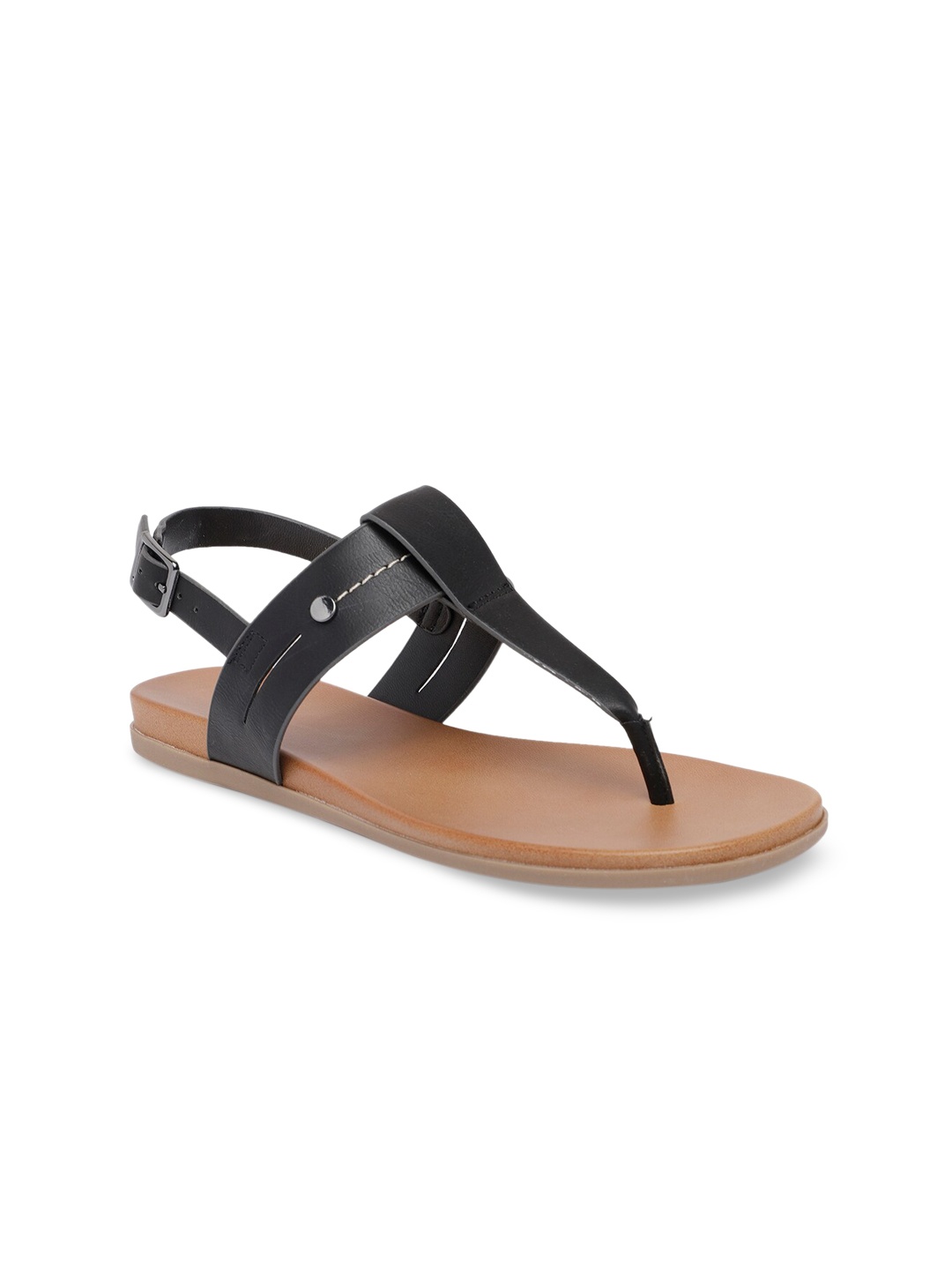 

Call It Spring Women Black Solid T-Strap Flats