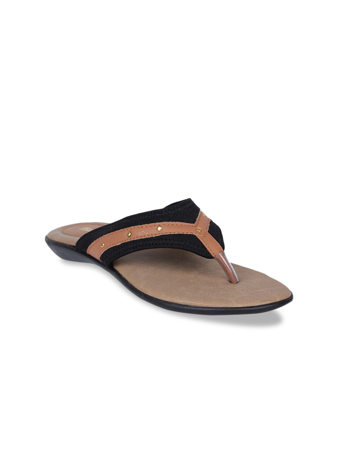 

Bata Women Black Colourblocked PU Open Toe Flats