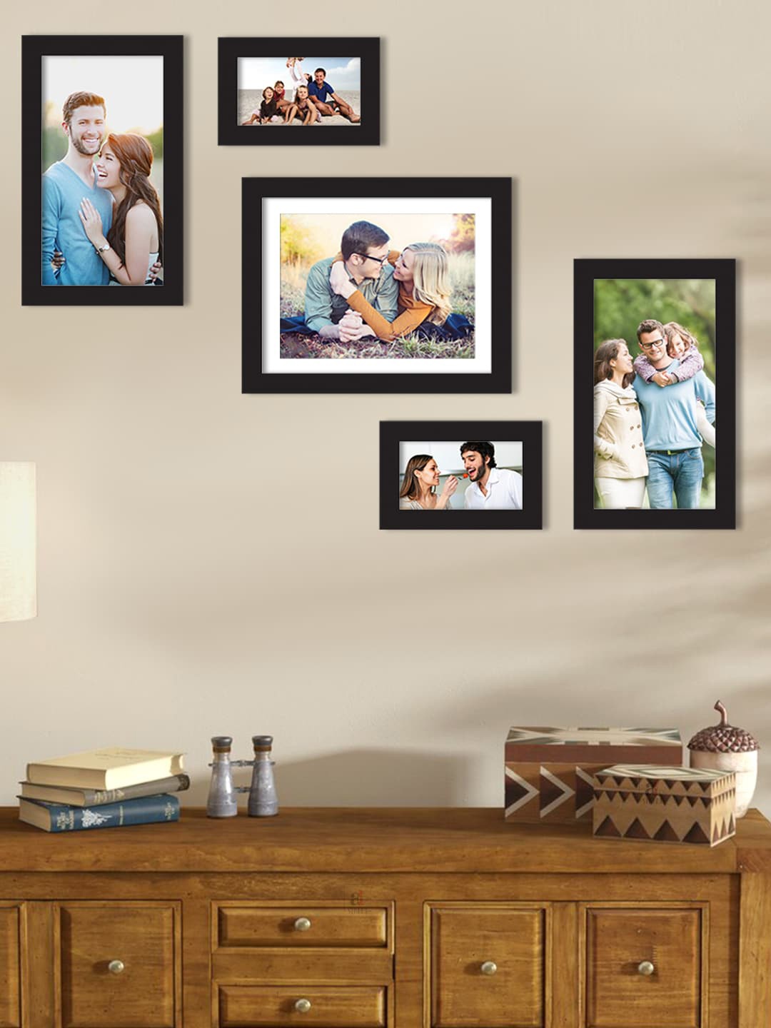 

Art Street Set Of 5 Black Solid Individual Wall Photo Frames