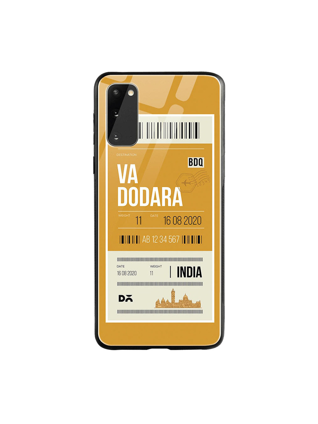 

DailyObjects Mustard Yellow & White Vadodara City Tag Samsung Galaxy S20 Shock Absorbent Glass Case, Multi