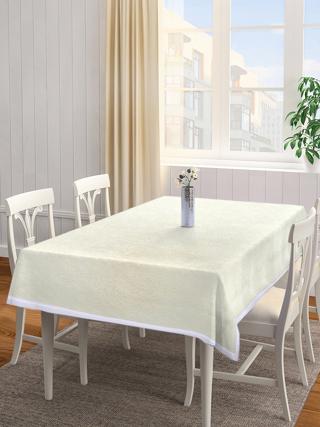 

Cannon Unisex Off-White Plastic With Floral Printed Mesh 4-Seater Rectangular Table Cover