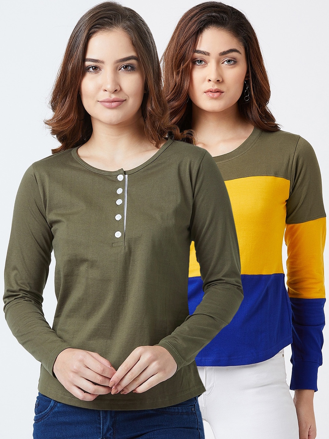 

The Dry State Women Olive Green Solid Round Neck T-shirt