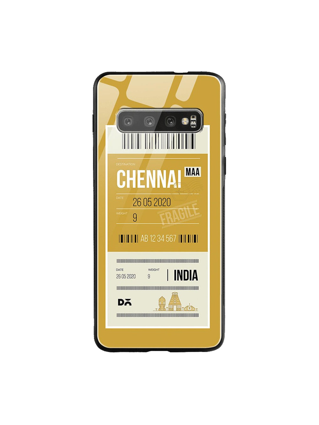 

DailyObjects Yellow & White Chennai City Tag Samsung Galaxy S10 Shock Absorbent Glass Case