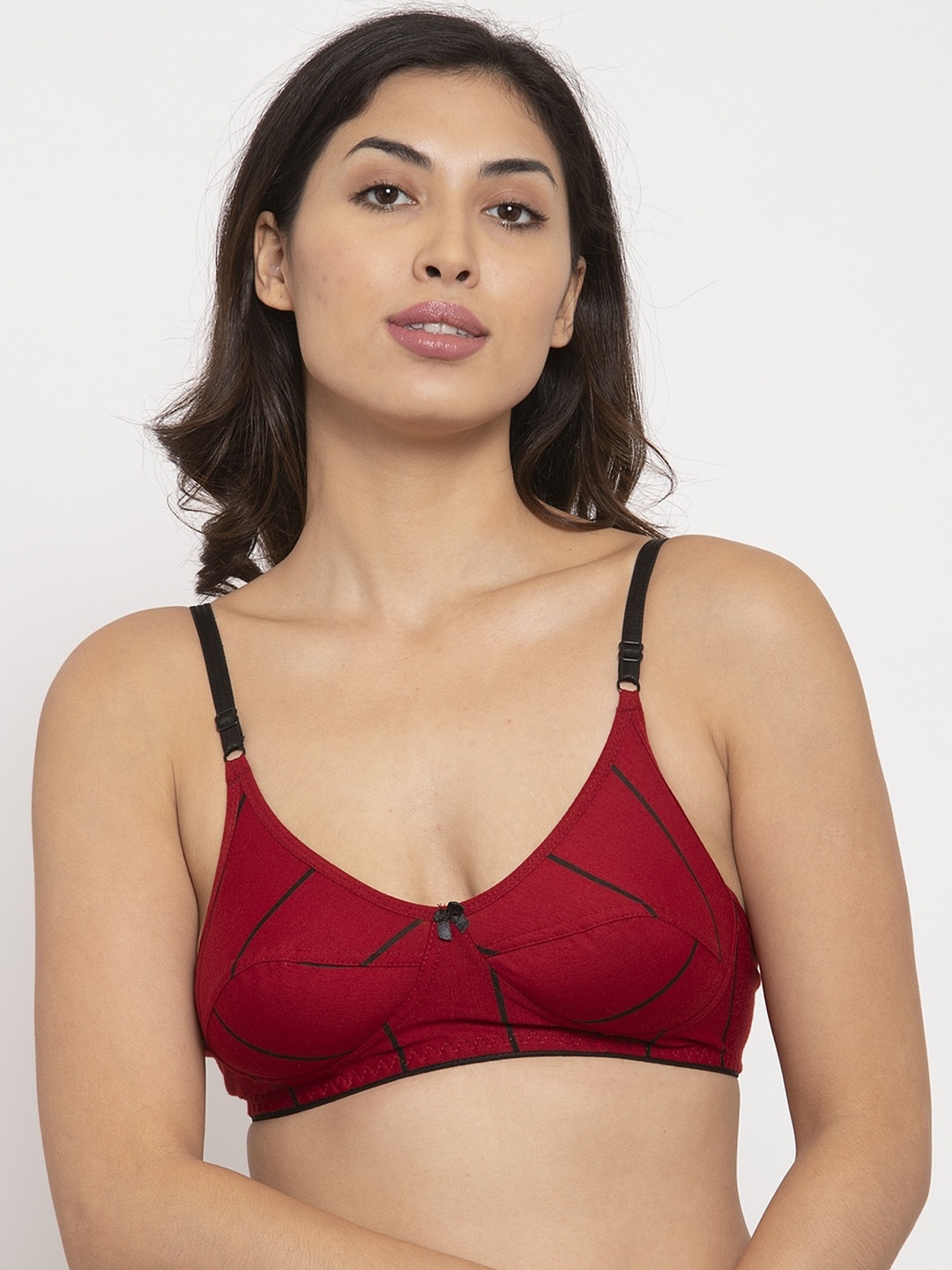 

Innocence Maroon & Black Printed Non-Wired Non Padded Everyday Bra BBAPLIN90121