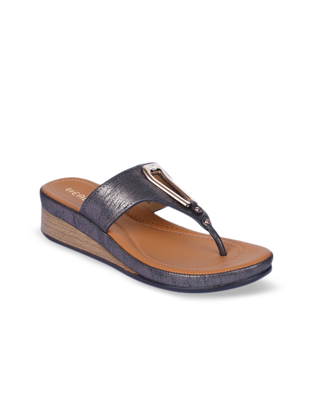 

Liberty Women Grey & Brown Solid Comfort Heels