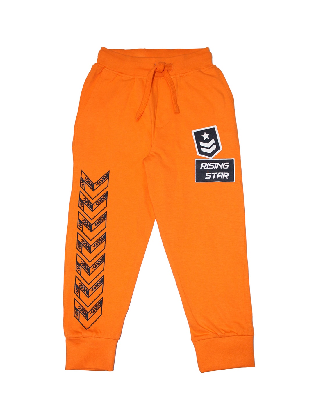 

KiddoPanti Boys Orange Rising Star Printed Sporty Joggers