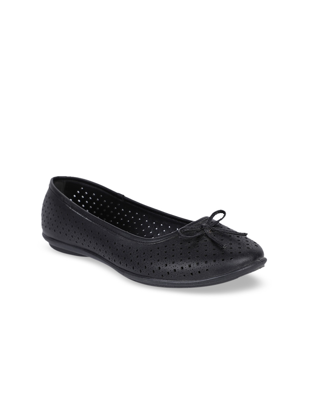 

Bata Women Black Solid PU Ballerinas
