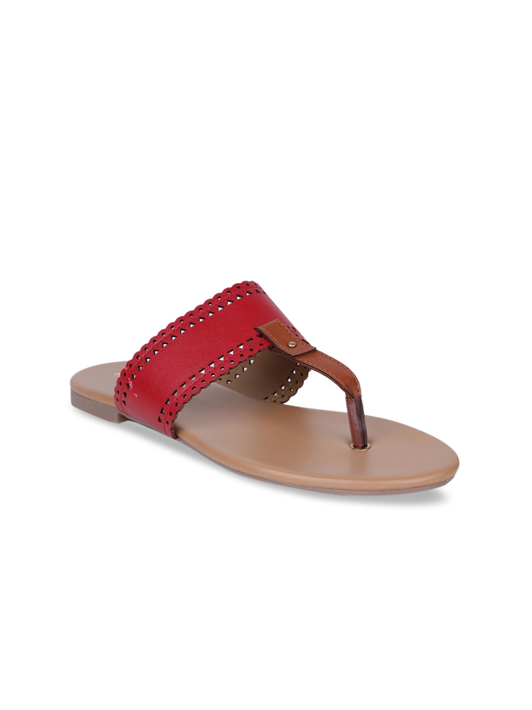 

Bata Women Red Solid T-Strap Flats
