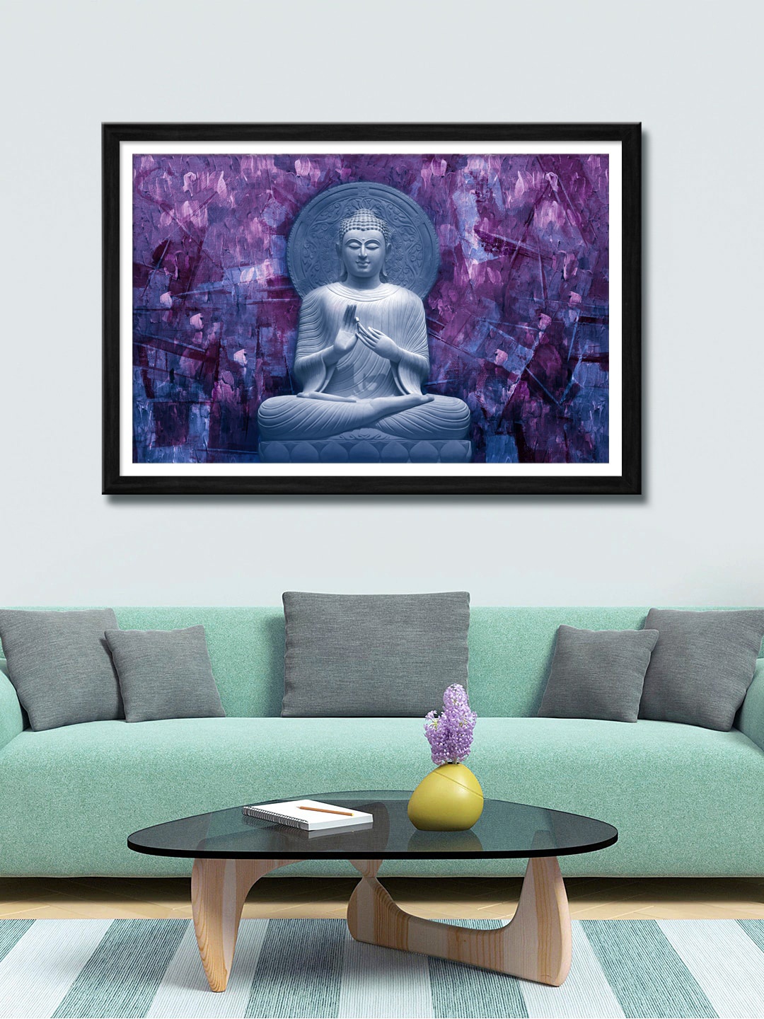 

999Store Blue & Violet Lord Buddha Canvas Wall Art