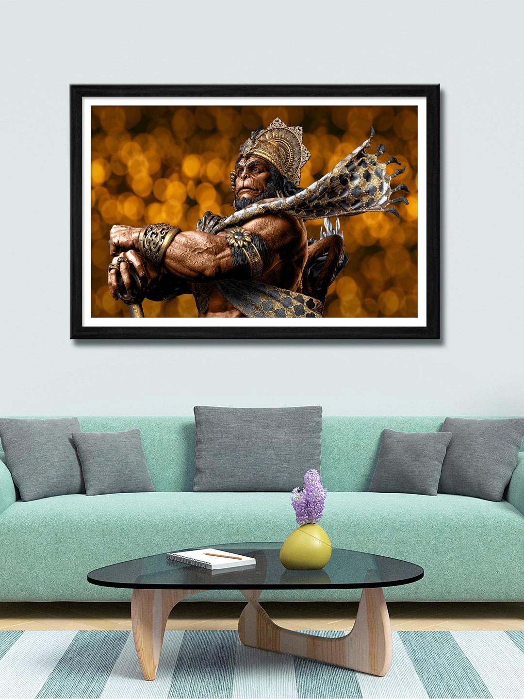 

999Store Brown & Grey Lord Hanuman Canvas Wall Art