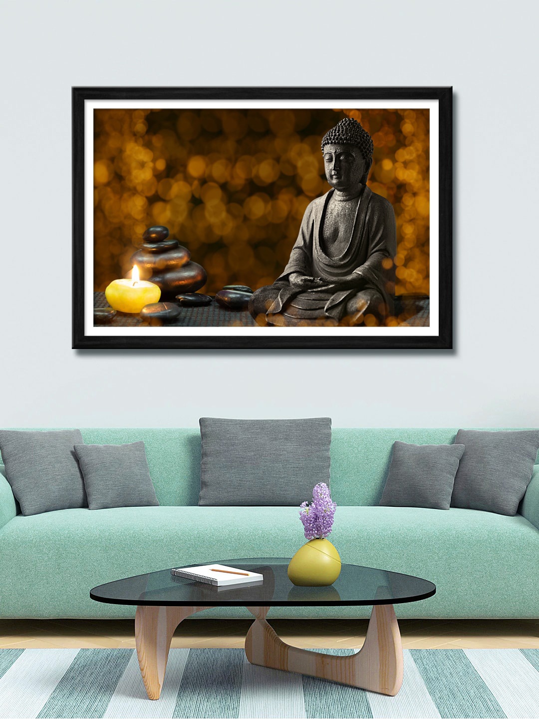 

999Store Brown & Grey Lord Buddha Canvas Painting Wall Art