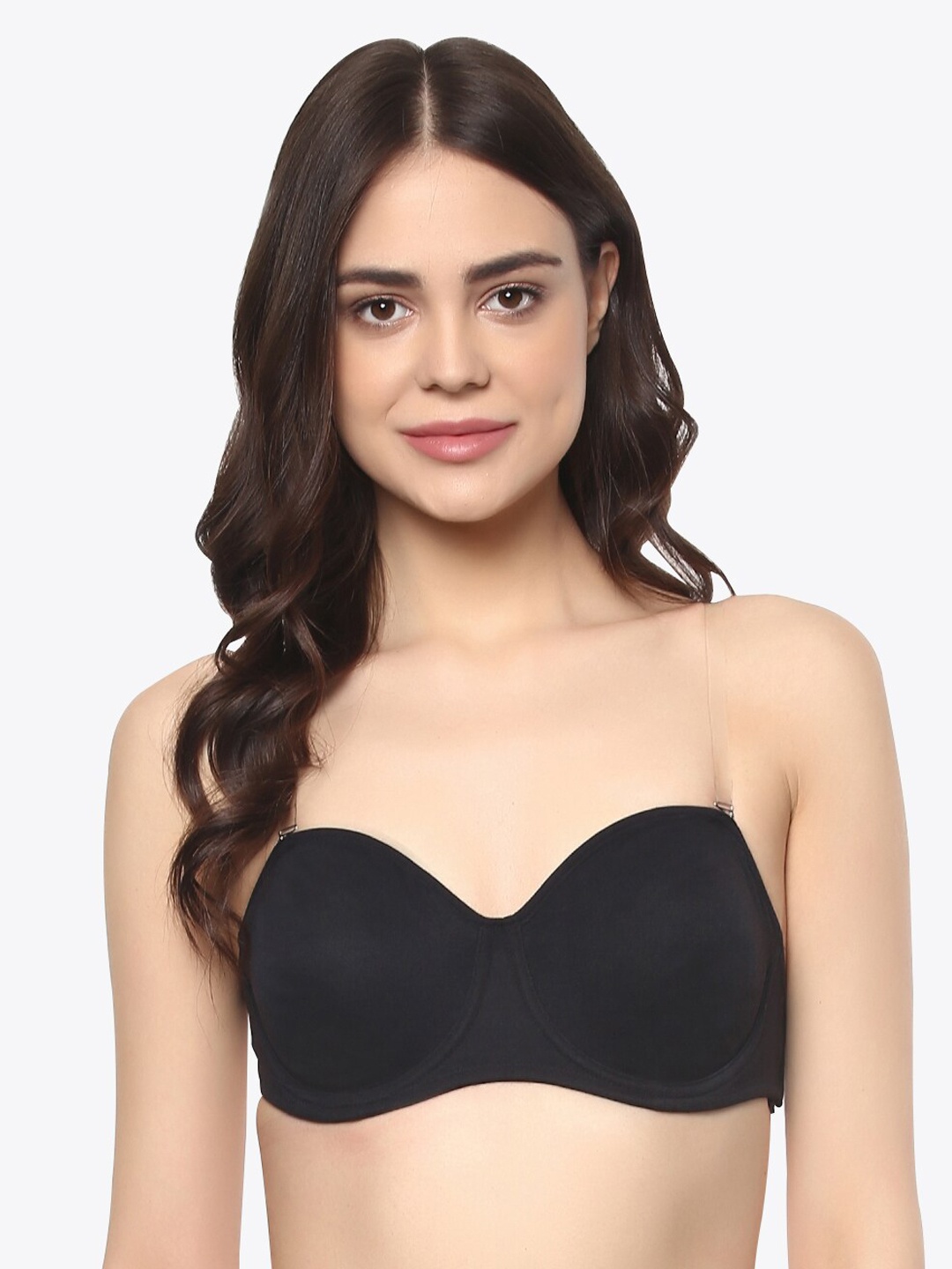 

Soie Black Solid Underwired Non Padded Balconette Bra CB-322ABLACK